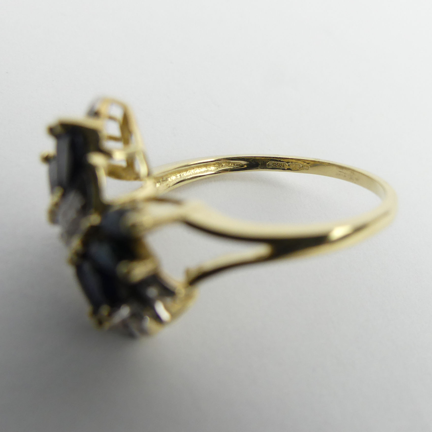9ct gold sapphire and diamond ring, 3 grams, 16.1mm, size P. UK Postage £12. - Image 6 of 6