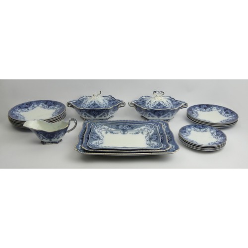 Ford & Sons Argyle pattern blue and white part dinner service, C.1880. Collection Only.
