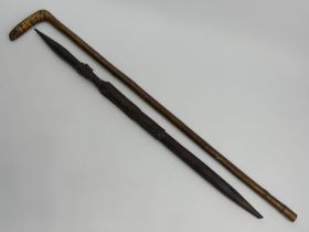 Ivory coast medicine man stick and snake head design stick, 80cm and 92cm. UK Postage £20.