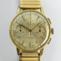Breitling Top Time gold tone chronograph on an expanding strap, 37mm inc. crown. UK Postage £12.