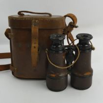 A leather cased set of binoculars issued to W. Swart 1917, made by Le Maire Paris. UK Postage £14.