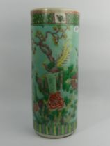 19th/20th Century Chinese Famille Verte porcelain umbrella stand, 59cm x 23cm. Collection Only.