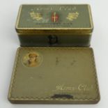 Two army club Sandhurst size cigarette advertising tins, each 15cm wide. UK Postage £12.