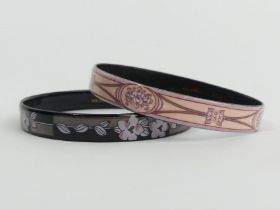 Two Michaela Frey enamel bangles, 31.5 grams, 9mm. UK Postage £12.