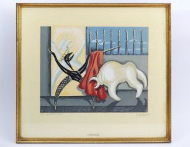 D Solot framed and glazed signed lithograph "Toreador". 42 x 38 cm. Collection only.