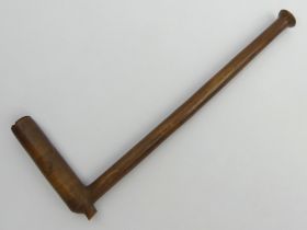 Large Zulu pipe, wood with metal bowl liner C.1900, 31cm, bowl 12 ½ cm. UK Postage £12.