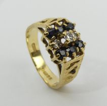 Vintage 18ct gold, sapphire and diamond ring, London 1975, 4.6 grams, 9.3mm, size N. UK Postage £12.