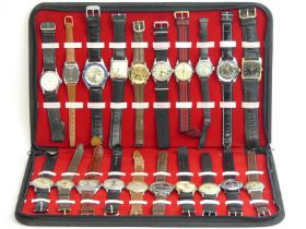 A case of twenty mens watches on leather straps. UK Postage £15.