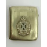 Silver plate cigarette case with the Scottish horse badge, South Africa 1900, 1901 and 1902, 72mm