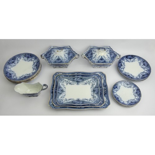 Ford & Sons Argyle pattern blue and white part dinner service, C.1880. Collection Only. - Image 2 of 4