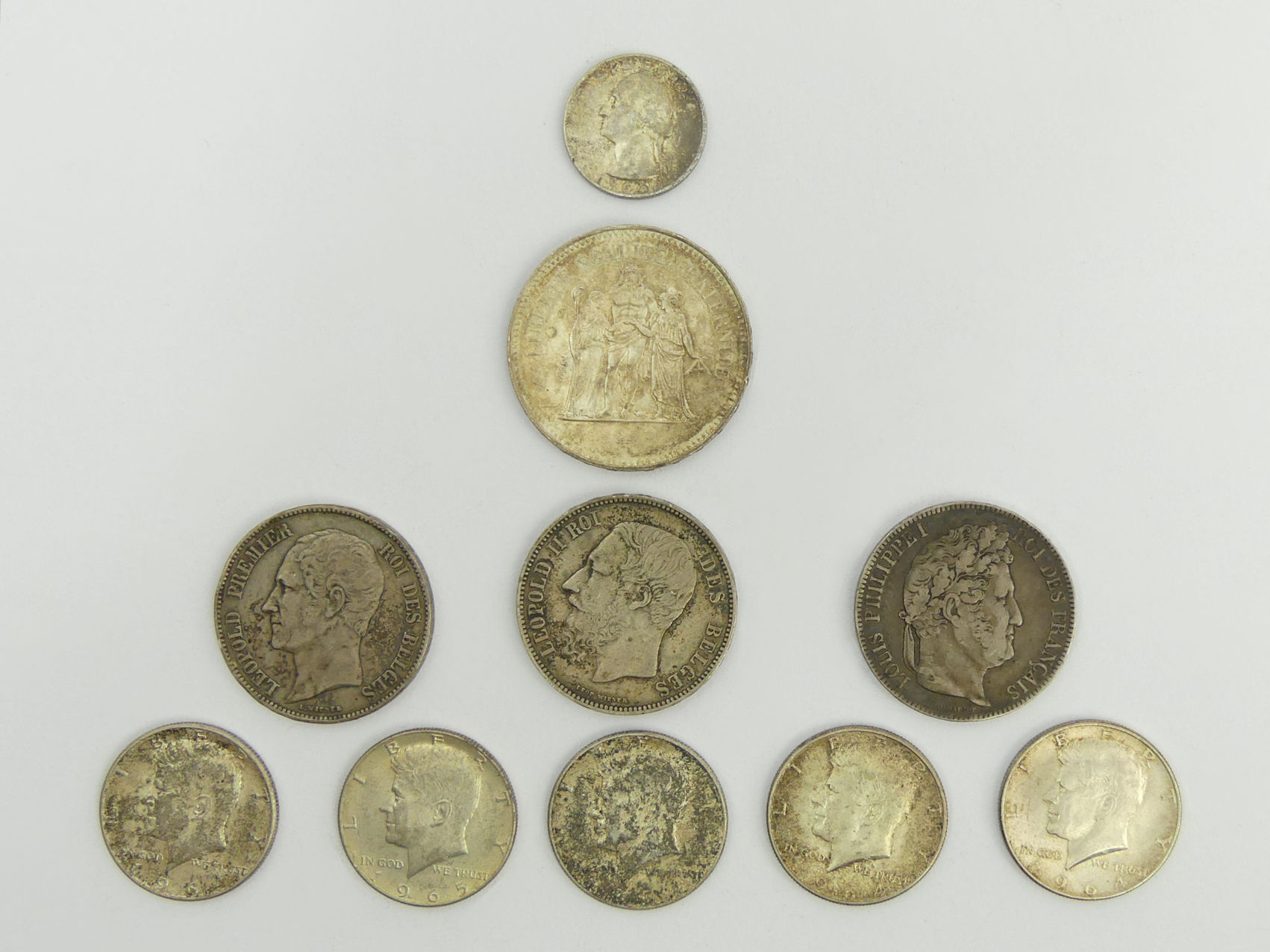 Various coins including 1868 and 1849 Leopold II 5 Francs. - Image 2 of 2