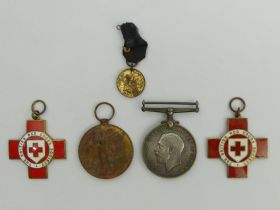 Two World War I voluntary aid detachment medals with two red cross society medals to Elizabeth Pease