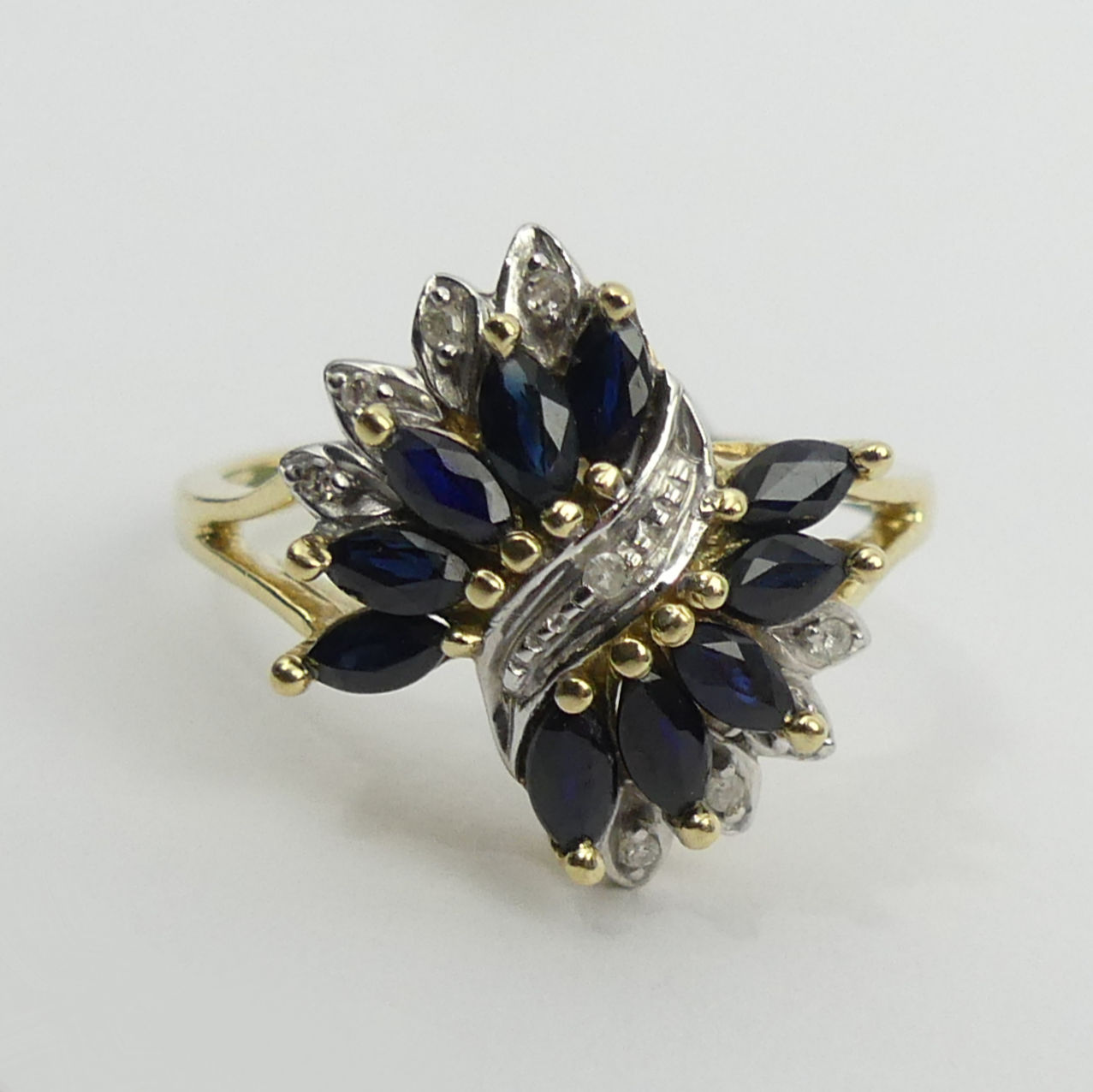 9ct gold sapphire and diamond ring, 3 grams, 16.1mm, size P. UK Postage £12. - Image 2 of 6
