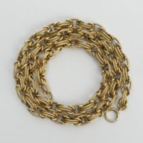 Solid 9ct gold Byzantine type link chain necklace, 51.1 grams, 47cm, 6.4mm. UK Postage £12.