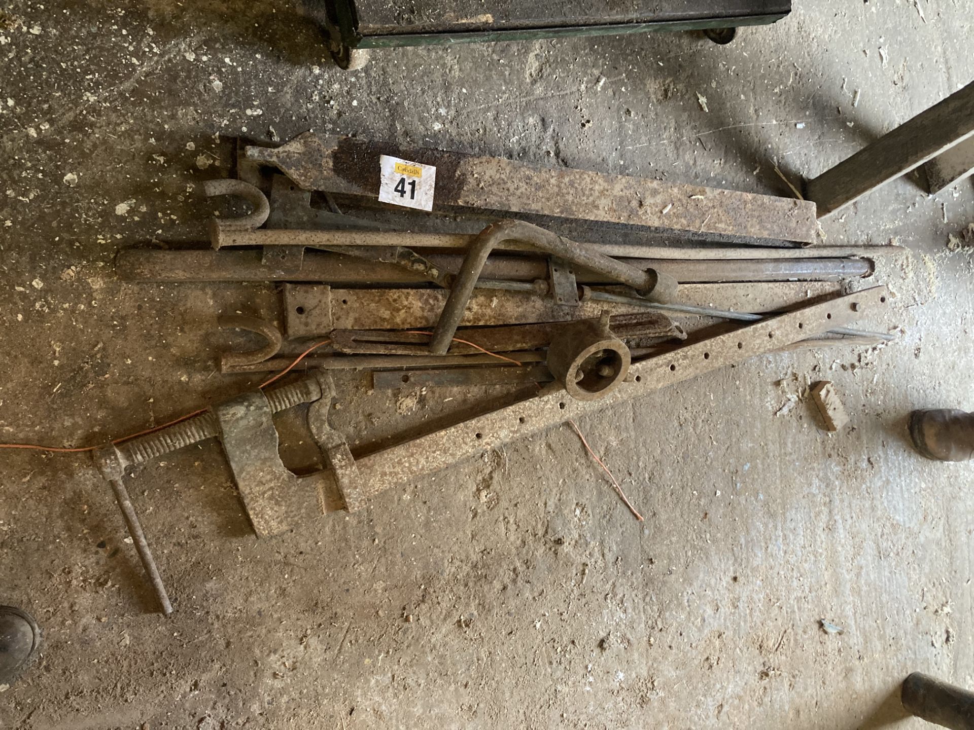 ASSORTED IRON AND CLAMPS