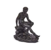 A 19TH CENTURY ITALIAN GRAND TOUR BRONZE OF THE SEATED MERCURY