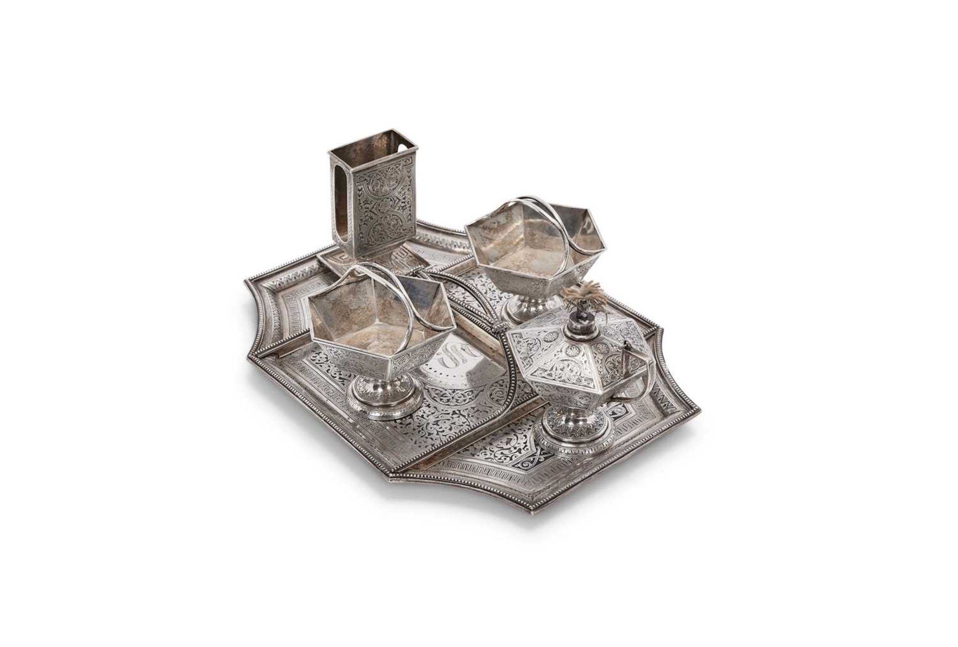 A FINE SILVER AND NIELLO SMOKING SET, RUSSIAN, CIRCA 1900, BY ANTIP KUZMICHEV, MOSCOW - Image 2 of 3