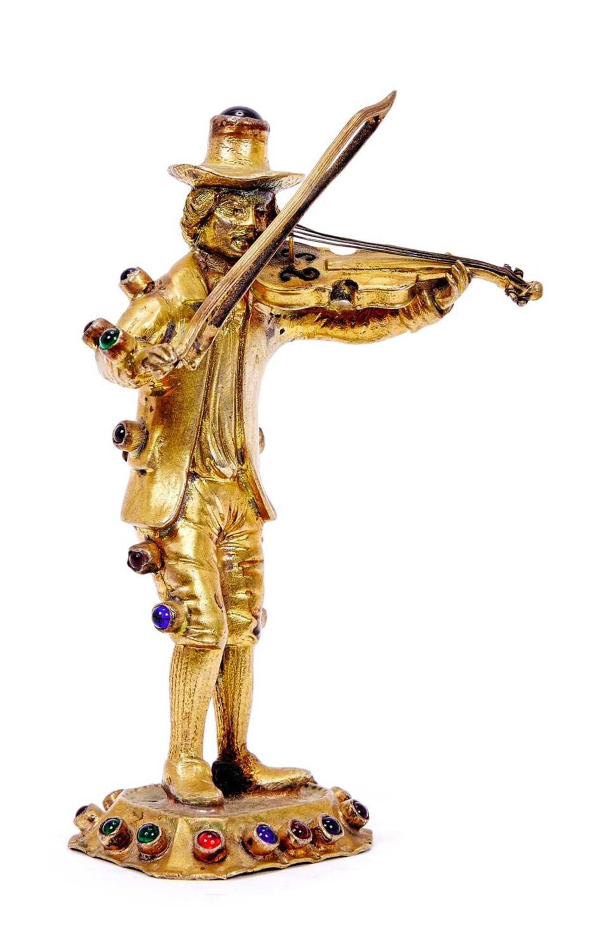 A SET OF SIX SILVER GILT AND JEWELLED FIGURES OF MUSICIANS, GERMAN, CIRCA 1880 - Image 3 of 7