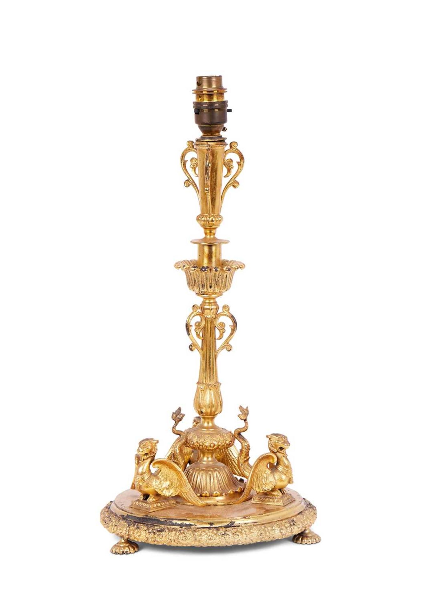 A 19TH CENTURY ENGLISH ORMOLU LAMP BASE