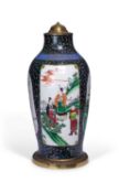 A LATE 19TH CENTURY CHINESE FAMILLE NOIR PORCELAIN VASE LAMP