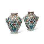 A PAIR OF CANTAGALLI IZNIK STYLE POTTERY VASES, ITALY, LATE 19TH CENUTRY