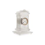 BACCARAT: A LATE 19TH CENTURY FROSTED AND CLEAR GLASS MANTEL CLOCK