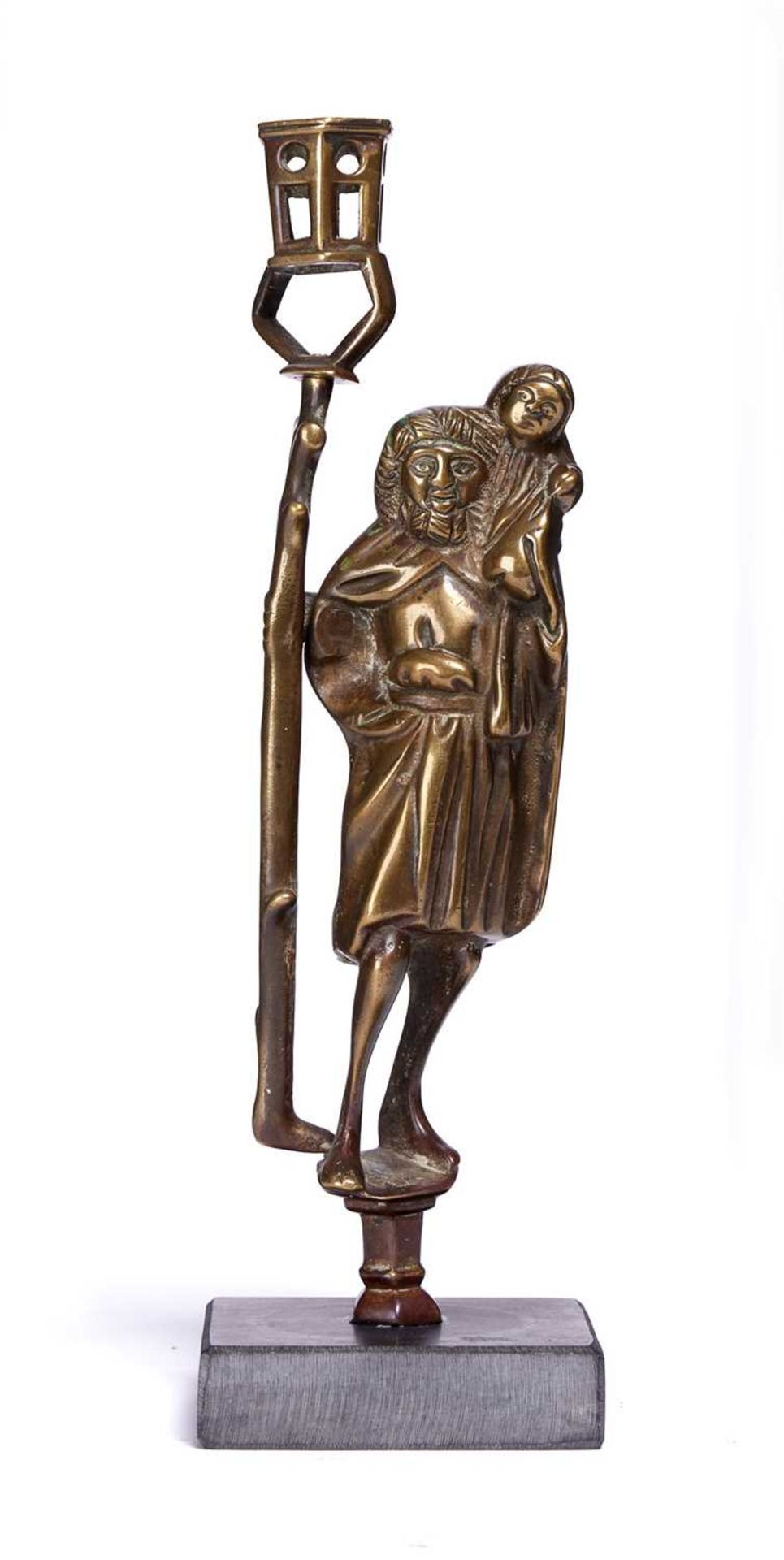 A GERMAN OF FLEMISH FIGURAL CANDLESTICK PROBABLY CIRCA 1500