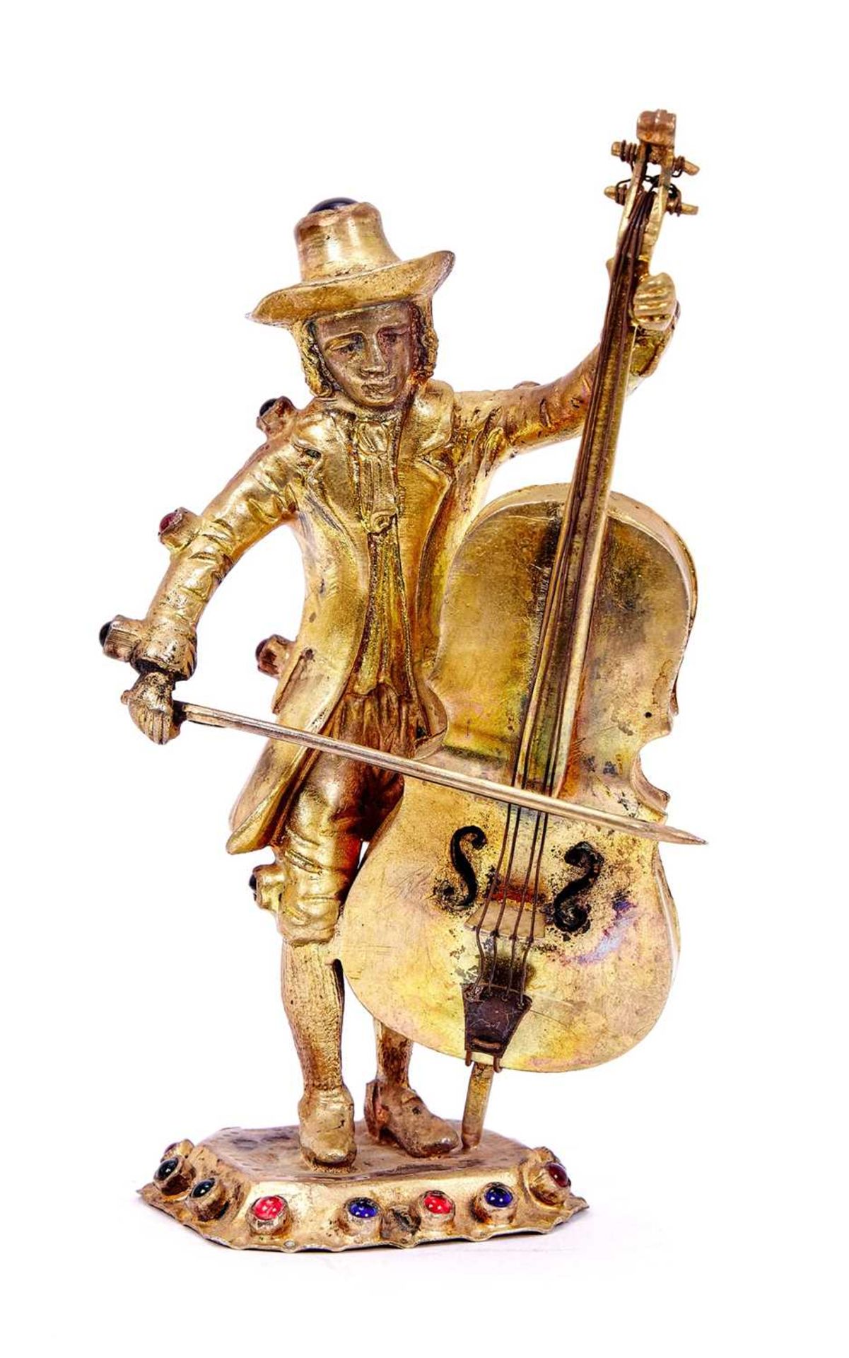 A SET OF SIX SILVER GILT AND JEWELLED FIGURES OF MUSICIANS, GERMAN, CIRCA 1880 - Image 6 of 7
