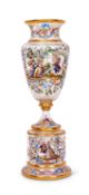 A MASSIVE AUSTRIAN GLASS AND ENAMEL VASE ON STAND