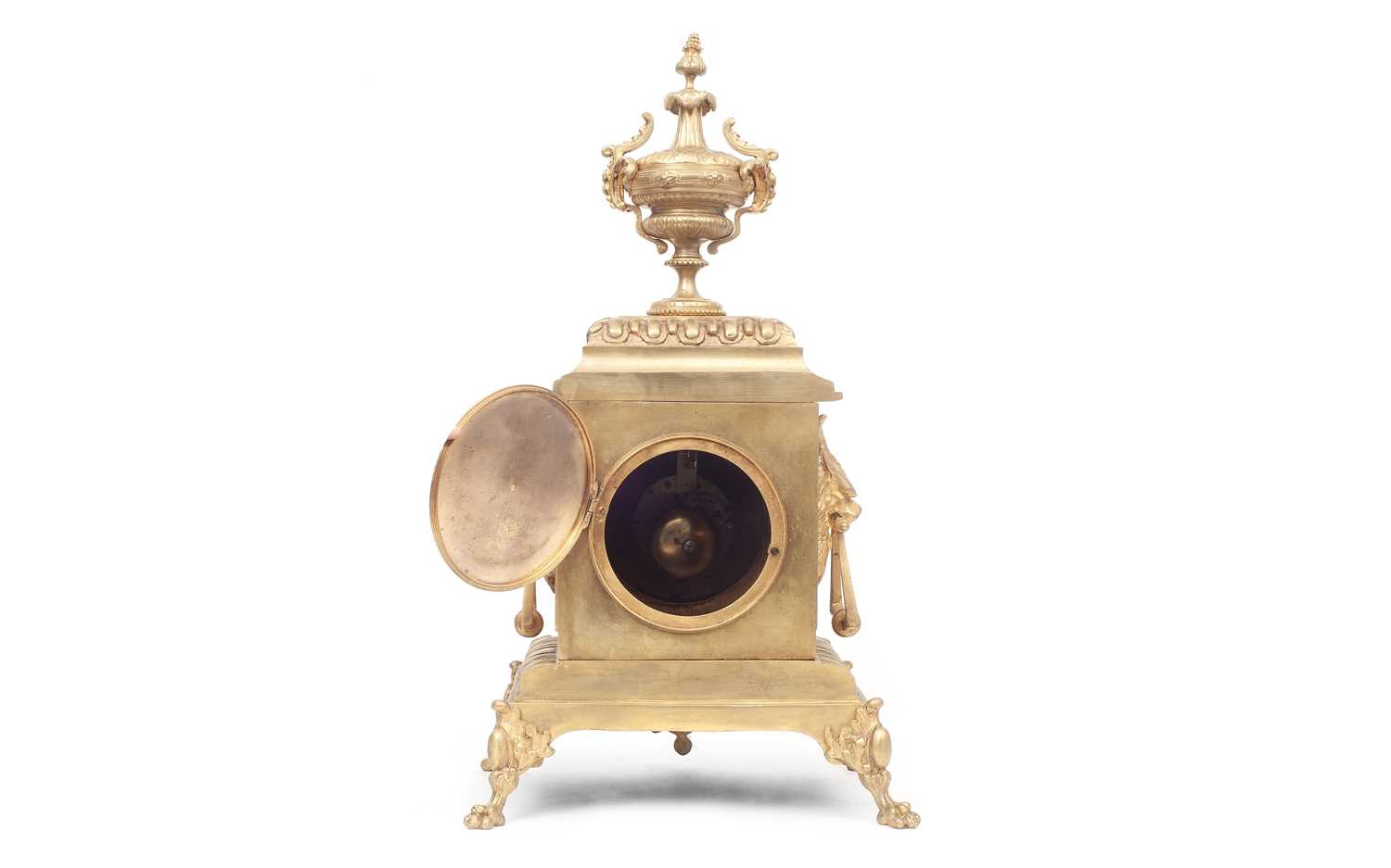 A LARGE LATE 19TH CENTURY FRENCH GILT BRONZE MANTEL CLOCK - Image 2 of 3