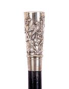 A RUSSIAN SILVER MOUNTED WALKING CANE CIRCA 1900