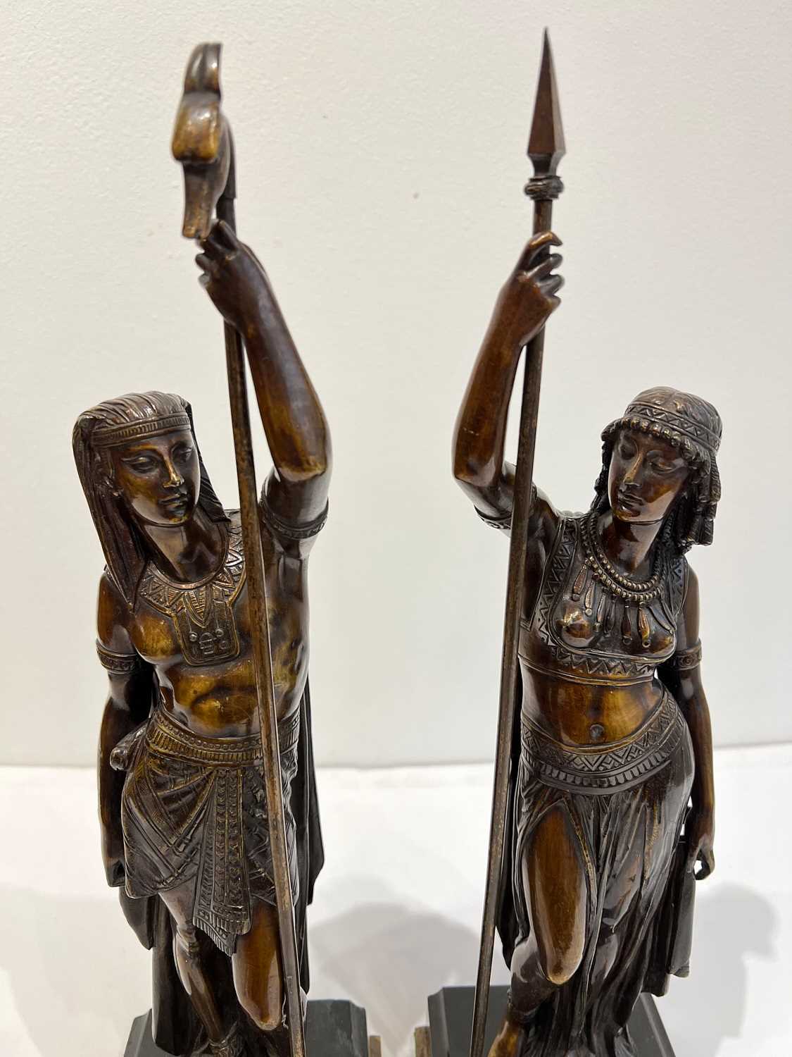 EMILE LOUIS PICAULT (FRENCH (1833-1915): A PAIR OF BRONZE FIGURES OF THE PRIEST AND PRIESTESS - Image 3 of 10