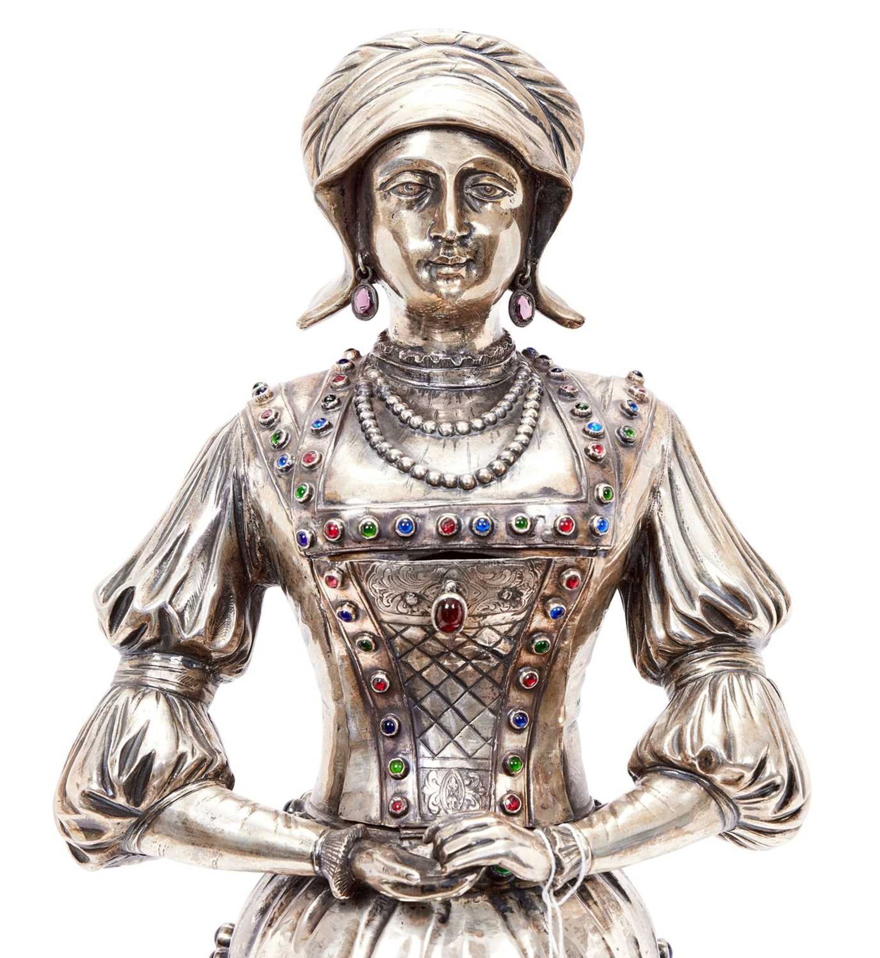 A MASSIVE SILVER AND GEM SET FIGURAL JEWEL CABINET, GERMAN, LATE 19TH CENTURY - Image 6 of 6