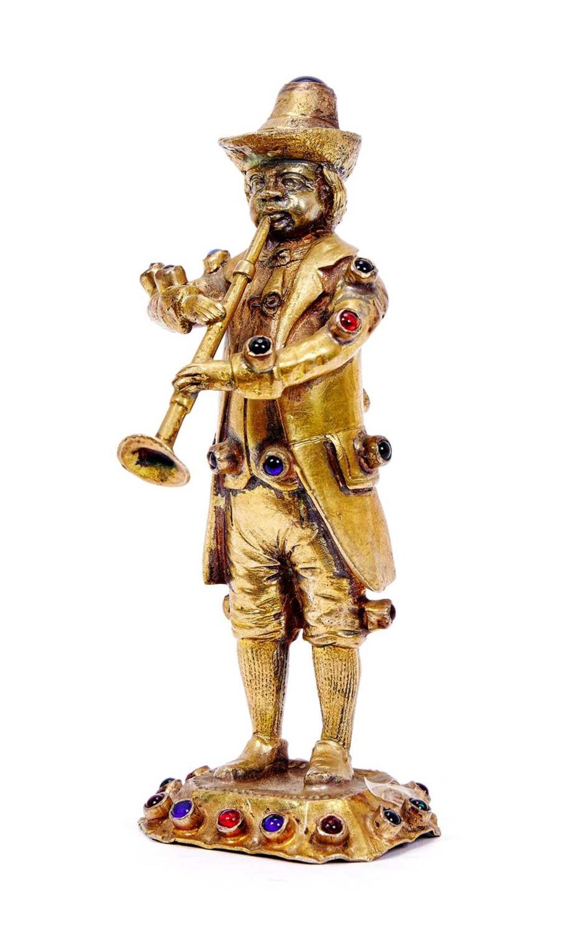 A SET OF SIX SILVER GILT AND JEWELLED FIGURES OF MUSICIANS, GERMAN, CIRCA 1880 - Image 4 of 7