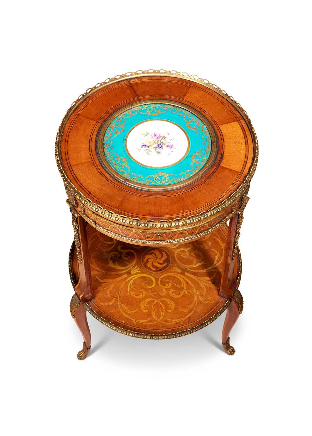 A LATE 19TH CENTURY LOUIS XV STYLE PORCELAIN MOUNTED OCCASIONAL TABLE - Image 3 of 7