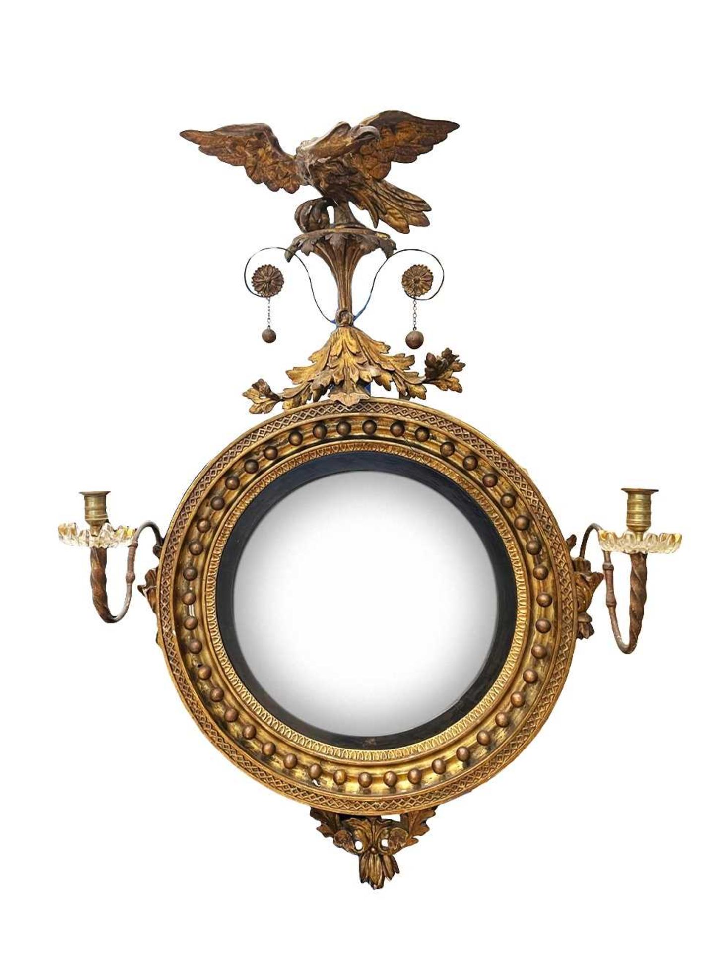 A REGENCY CONVEX GIRONDOLE MIRROR