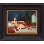 AN ORIENTALIST STYLE OIL ON COPPER PAINTING OF AN ODALISQUE