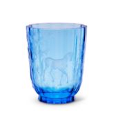 MOSER: A 19TH CENTURY BLUE GLASS VASE ENGRAVED WITH A HORSE
