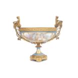 A VERY LARGE LATE 19TH CENTURY FRENCH SEVRES STYLE PORCELAIN AND ORMOLU MOUNTED JARDINIERE