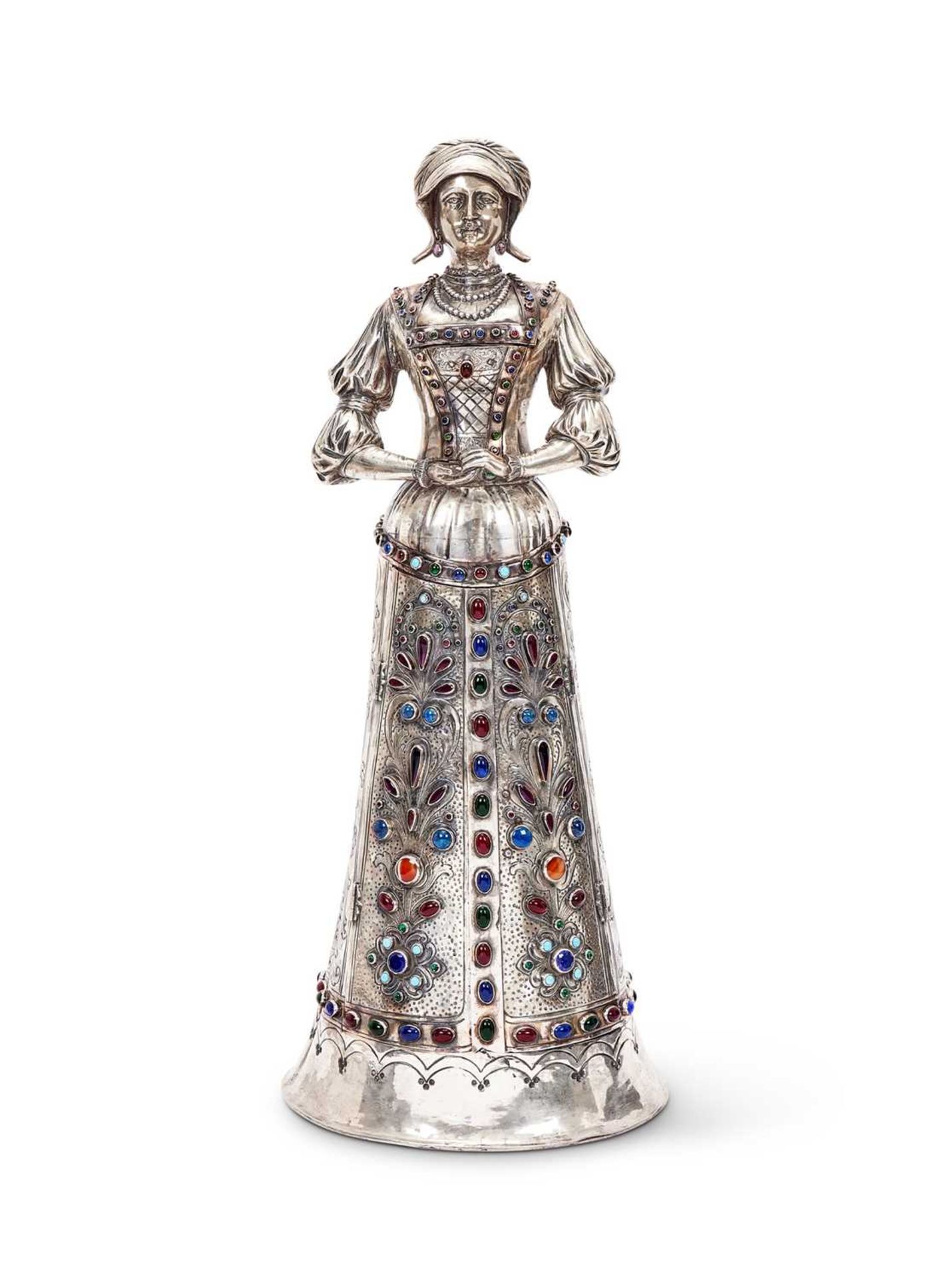 A MASSIVE SILVER AND GEM SET FIGURAL JEWEL CABINET, GERMAN, LATE 19TH CENTURY - Image 3 of 6