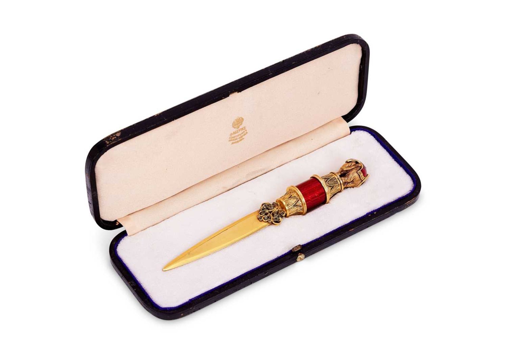 A FABERGE STYLE SILVER GILT, DIAMOND SET AND ENAMELLED LETTER OPENER DECORATED WITH AN ELEPHANT - Image 2 of 17