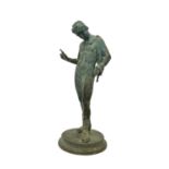 A 19TH CENTURY GRAND TOUR BRONZE FIGURE OF NARCISSUS, AFTER THE ANTIQUE