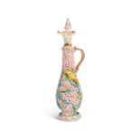 A 19TH CENTURY MEISSEN FLOWER ENCRUSED BOTTLE AND STOPPER