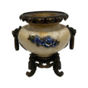 H. JOURNET & CIE., SOCIÉTÉ DES ONYX, PARIS: A 19TH CENTURY ONYX, ENAMEL AND ORMOLU URN