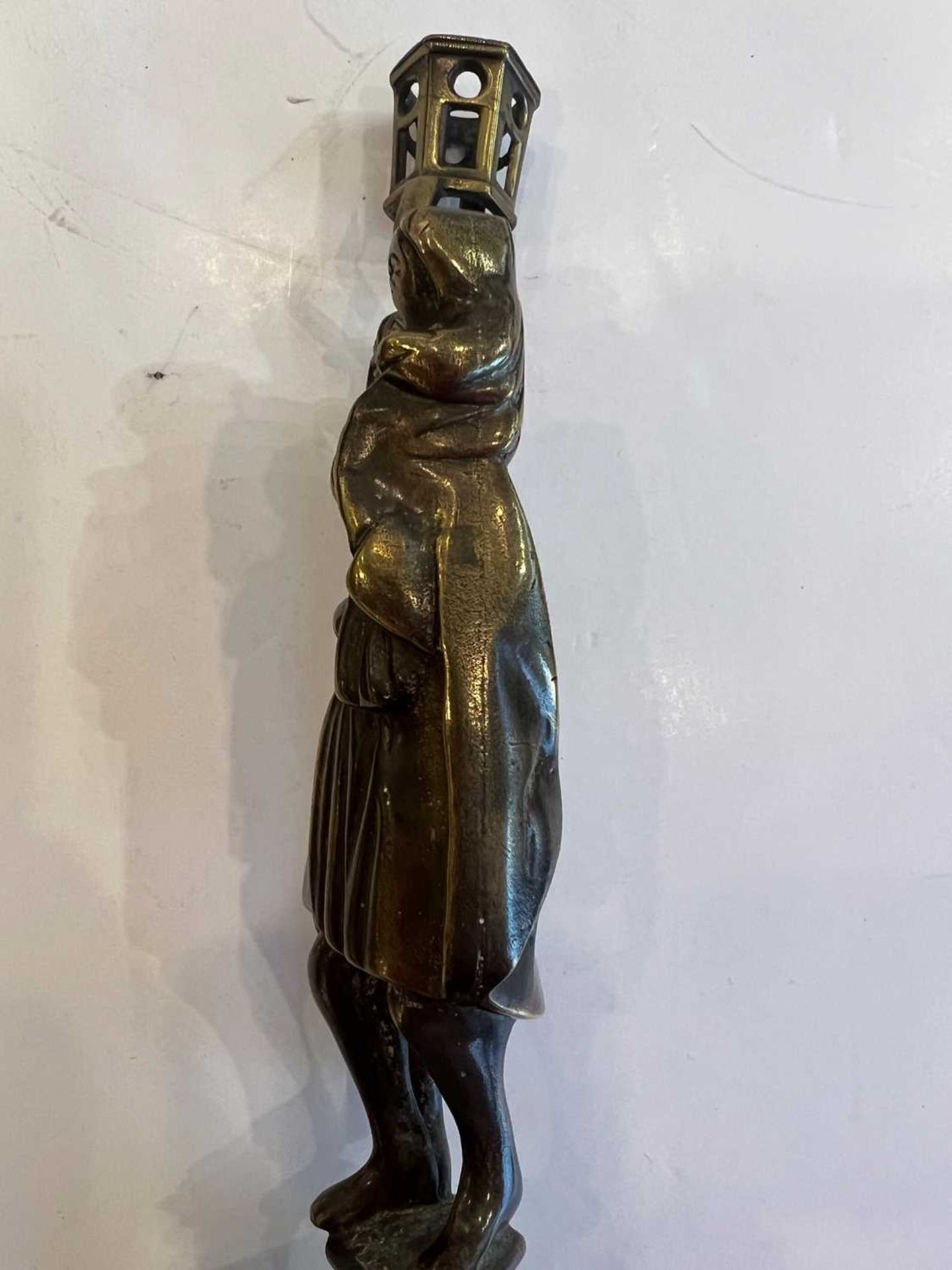 A GERMAN OF FLEMISH FIGURAL CANDLESTICK PROBABLY CIRCA 1500 - Image 3 of 5