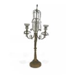 A LATE 19TH CENTURY ORMOLU AND CUT GLASS CANDELABRA