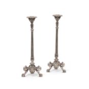 ELKINGTON & CO.: A PAIR OF 19TH CENTURY SILVER PLATED CANDLESTICKS