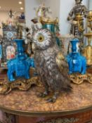 A MASSIVE SILVER AND PARCEL GILT MODEL OF AN OWL, GERMAN, 1920'S