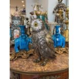 A MASSIVE SILVER AND PARCEL GILT MODEL OF AN OWL, GERMAN, 1920'S