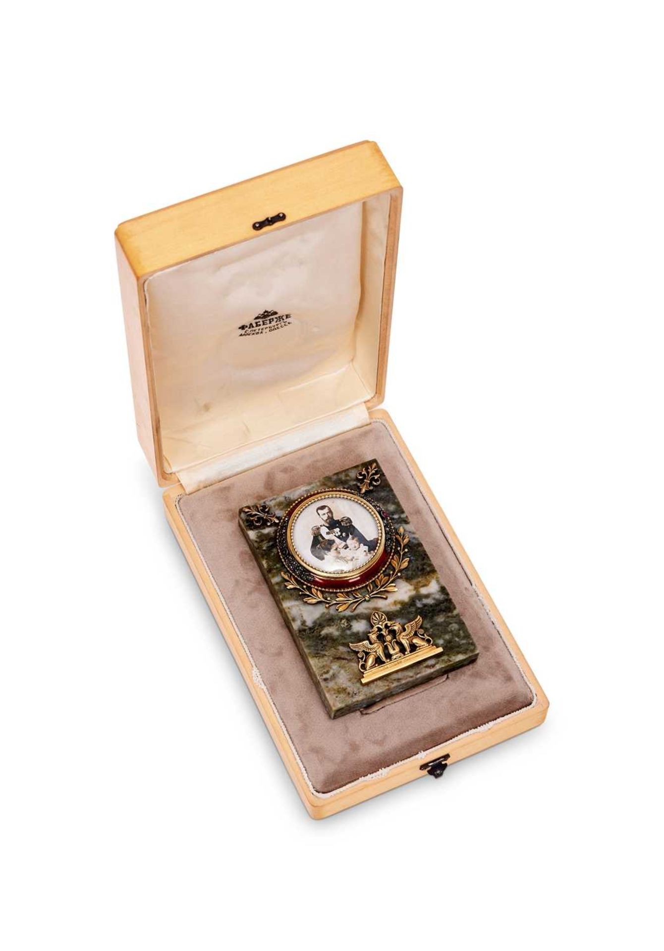 A FABERGE STYLE DIAMOND SET, MARBLE AND ENAMEL PHOTOGRAPH FRAME - Image 2 of 2